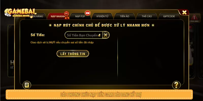 Các phương thức nạp tiền game bài thường gặp
