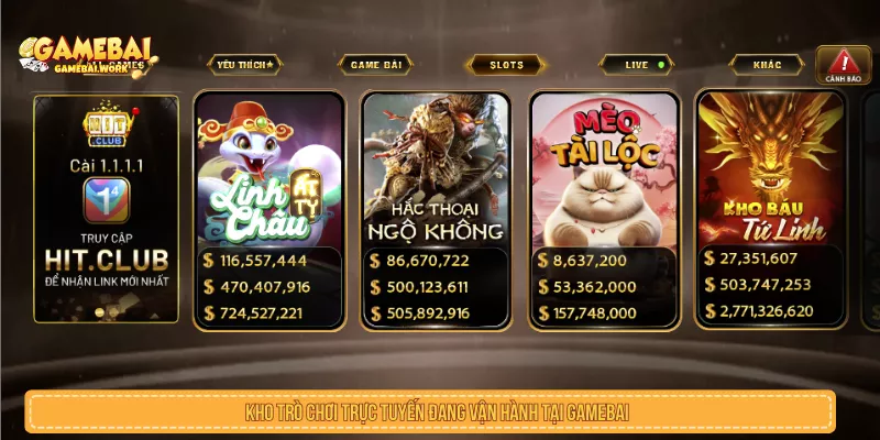 Các nhóm nội dung game bài online được phân loại rõ ràng
