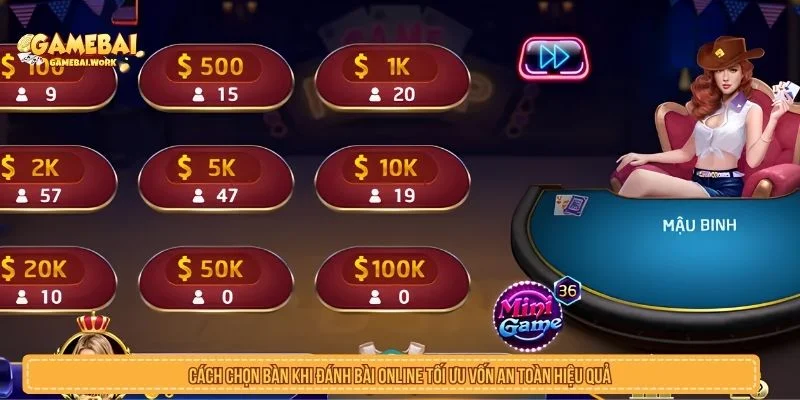 Cách chọn bàn khi đánh bài online phù hợp với ngân sách